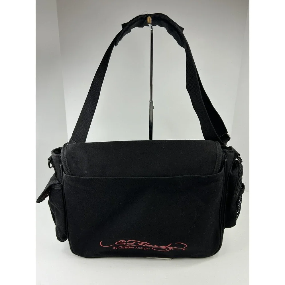 Ed Hardy by Christian Audigier Blk Large Messenger Laptop Bag 